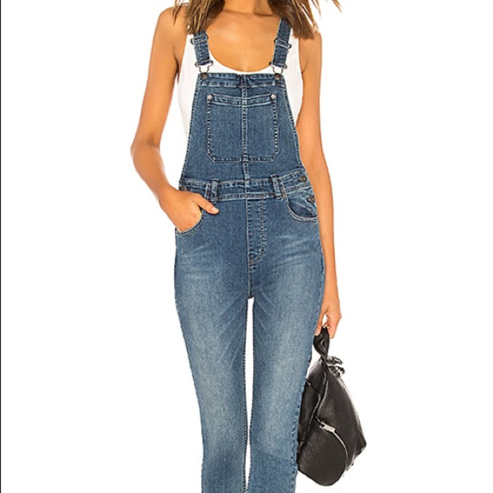 Free People Slim Ankle Denim Overall in Indigo